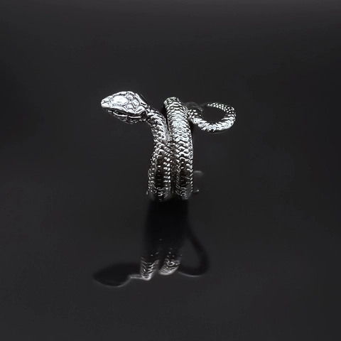 Vintage Legierung Black Mamba Schlangenring Gothic Punk Tierform Schuppenstruktur Offener Verstellbarer Fingerring Schmuck Geschenk