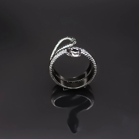 Vintage Legierung Black Mamba Schlangenring Gothic Punk Tierform Schuppenstruktur Offener Verstellbarer Fingerring Schmuck Geschenk