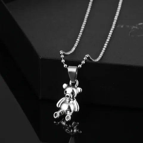 Moda Carino 3D Orsetto Ciondolo Collana Lega Galvanica Argento Box Catena Maglione Collana Per Uomini Donne Regalo