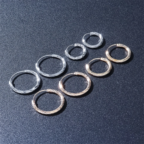 Pendientes de Aro Minimalistas de Acero Inoxidable con Torsión en Espiral para Hombre Mujer Unisex Pendientes Sueltos Geométricos