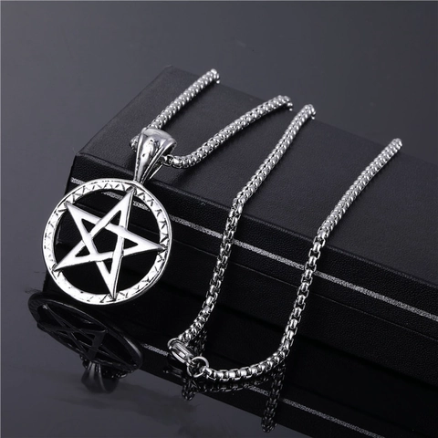 Vintage Legering Pentagram Hanger Halsketting Voor Heren Dames Verzilverd Cirkel Ster Hol Geometrisch Street Hip Hop Sieraden Accessoire