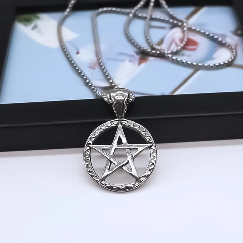 Vintage Legering Pentagram Hanger Halsketting Voor Heren Dames Verzilverd Cirkel Ster Hol Geometrisch Street Hip Hop Sieraden Accessoire
