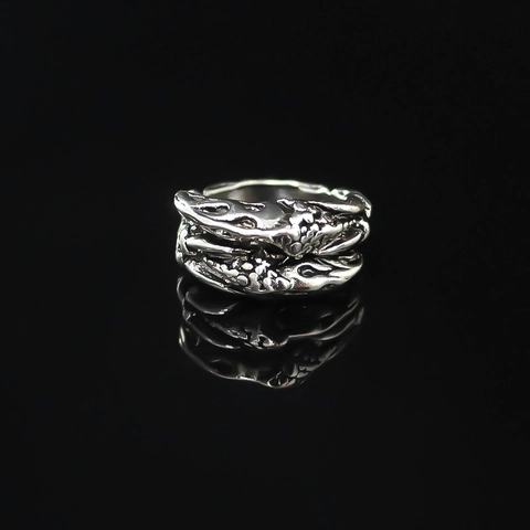 Onregelmatig Gesneden Patroon Open Ring Retro Gepersonaliseerd Asymmetrisch Legering Verstelbare Draakschubben Vlam Vingerring Sieraden Cadeau