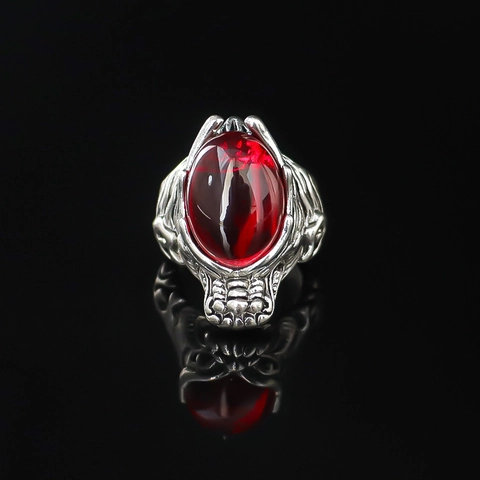 Herren Punk Drachenkopf Offener Ring Galvanisiert Legierung Rot Strass Eingelegt Gothic Dominant Individueller Ring Mode Schmuck
