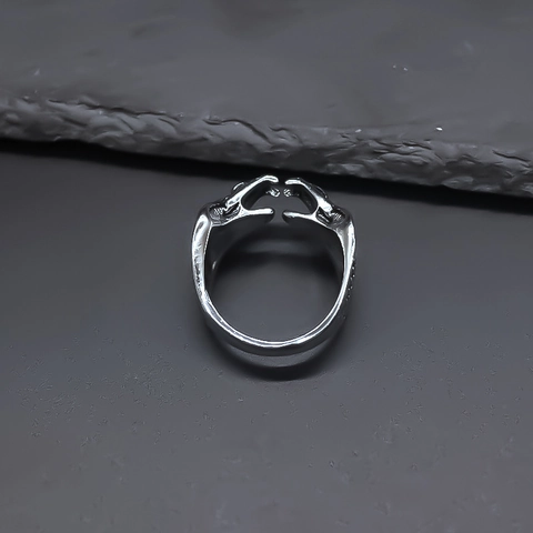 Vintage Alloy Double Headed Snake Open Ring For Men Distressed Punk Style Adjustable Serpent Finger Ring Retro Animal Jewelry