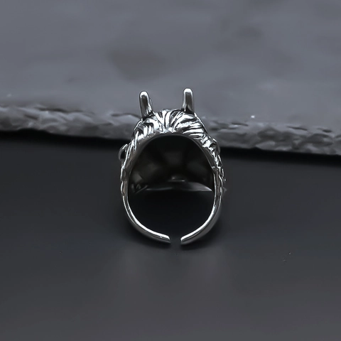 Legierung Retro Drachenkopf Ring Einstellbar Punk Stil Herren Tierkreis Silber Schmuck