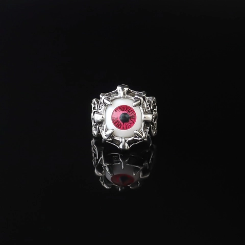 Gothic Punk Evil Eye Skull Ring For Men Halloween Evil Eye Devil Ring Retro Alloy Distressed Biker Ring Jewelry Gift