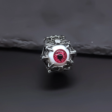 Gothic Punk Evil Eye Skull Ring For Men Halloween Evil Eye Devil Ring Retro Alloy Distressed Biker Ring Jewelry Gift