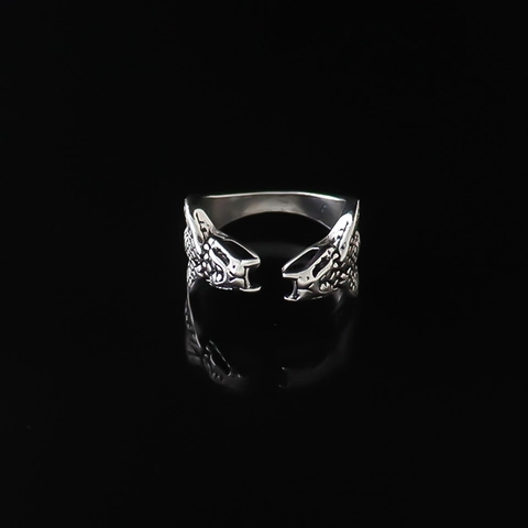 Vintage Alloy Double Headed Snake Open Ring For Men Distressed Punk Style Adjustable Serpent Finger Ring Retro Animal Jewelry