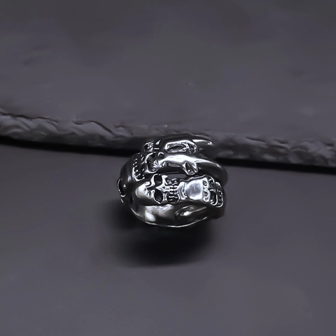 Herren Vintage Legierung Totenkopf Ring Punk Gothic Verstellbarer Offener Fingerring Hip Hop Teufel Schedel Schmuck Für Party