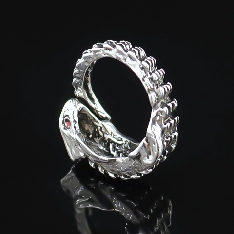 Vintage Punk Alloy Chameleon Lizard Open Ring For Men Retro Silver Dragon Adjustable Hip Hop Gothic Animal Jewelry Ring