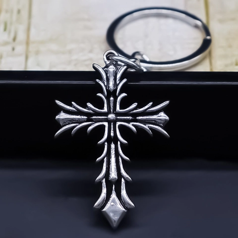 Portachiavi con Ciondolo a Croce Retro Gotico in Lega di Metallo per Zaino Custodia del Telefono Ornamento Pendente Gioielli Punk Unisex