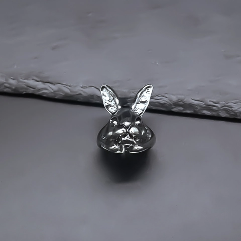 Anello Aperto Punk Vintage in Lega con Testa di Coniglio per Uomo Donna Retro Argento Animale Gothic Regolabile Gioielli di Moda Personalizzati