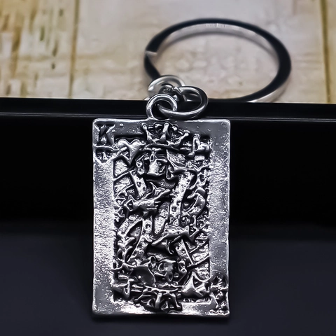Vintage Legierung Pik-König Anhänger Schlüsselanhänger Retro Metall Relief Spielkarte Schlüsselring Für Tasche Herren Damen Schmuck