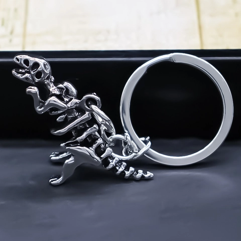 Portachiavi Creativo a Scheletro di Dinosauro Vintage in Metallo Ciondolo Osso T-Rex Stile Punk Unisex Portachiavi Regalo