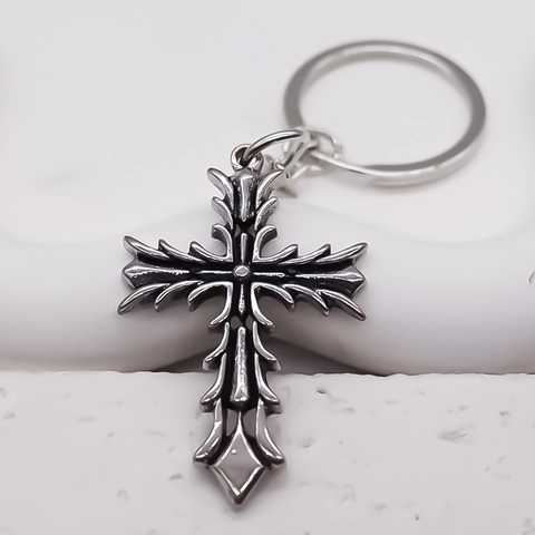 Portachiavi con Ciondolo a Croce Retro Gotico in Lega di Metallo per Zaino Custodia del Telefono Ornamento Pendente Gioielli Punk Unisex