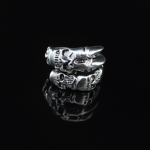 Herren Vintage Legierung Totenkopf Ring Punk Gothic Verstellbarer Offener Fingerring Hip Hop Teufel Schedel Schmuck Für Party