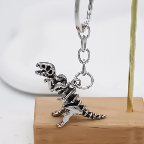 Portachiavi Creativo a Scheletro di Dinosauro Vintage in Metallo Ciondolo Osso T-Rex Stile Punk Unisex Portachiavi Regalo