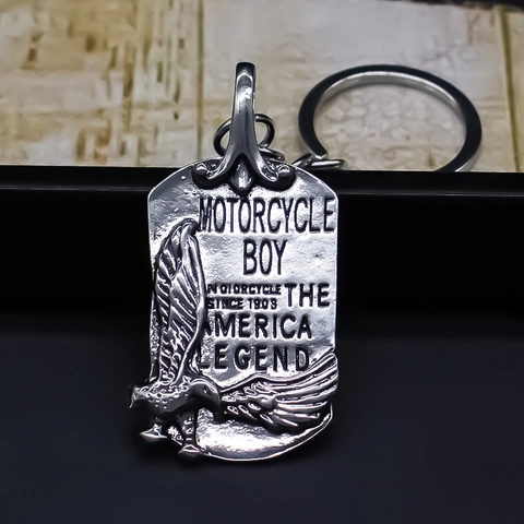 Portachiavi in Lega Vintage Rilievo Aquila American Legend Motorcycle Boy Retro Argento Ciondolo Scudo Portachiavi Gioielli Regalo