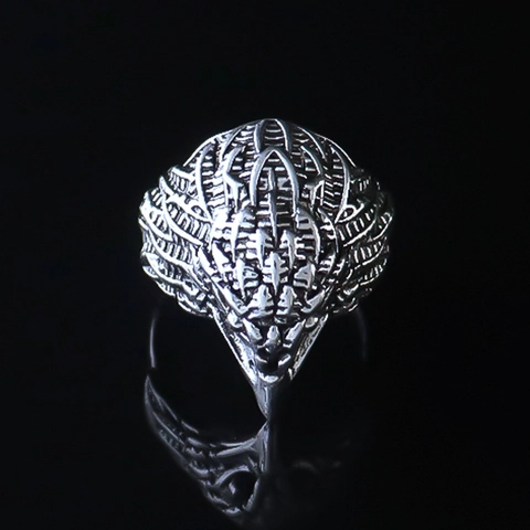 Anello Aperto Vintage Testa di Aquila Uomo Punk Hip Hop Lega Galvanica Regolabile Retro Animale Biker Gioielli da Dito