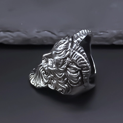 Vintage Pan Satyr Gehoornde God Gezicht Open Verstelbare Legering Ring Voor Heren Gothische Mythologische Sieraden Cadeau