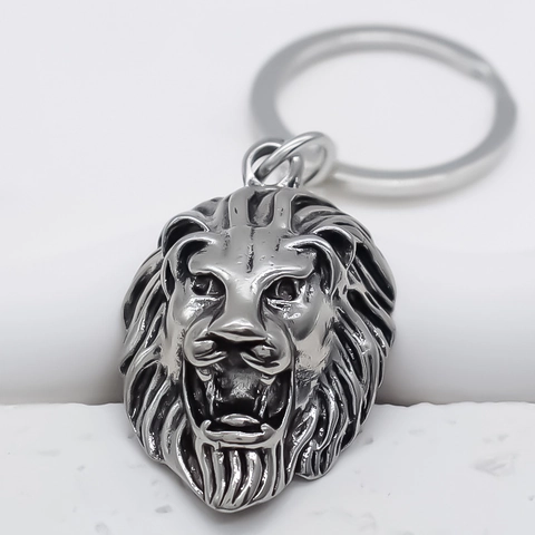 Vintage Lion Head Alloy Keychain Retro Metal Animal Pendant Bag Charm Punk Style Key Holder For Men Women Fashion Jewelry