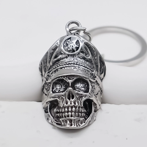 Vintage Metall Totenkopf Schlüsselanhänger Mit Militärmütze Gothic Antik Silber Totenkopf Anhänger Punk Rock Biker Schlüsselring Personalisiert Geschenk