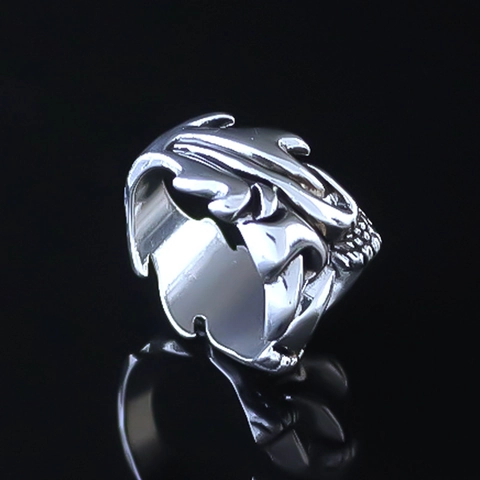Vintage Men's Eagle Claw Ring Alloy Retro Punk Gothic Adjustable Hip Hop Jewelry Finger Ring Animal Dragon Claw Accessory