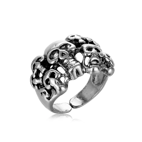 Vintage Legierungsringe Verstellbar Offen Punk Gothic Totenkopf Eule Böser Blick Tier Hip Hop Schmuck Für Herren Damen