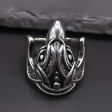 Vintage Legierung Adlerkopf Totem Offener Ring Antik Silber Verstellbar Gothic Punk Streetwear Schmuck Für Herren Damen Fingerring