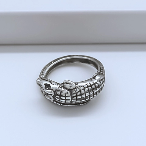 Vintage Punk Legierung Krokodil Form Offener Ring Für Damen Herren Retro Silber Tier Wickel Fingerring Gothic Street Schmuck