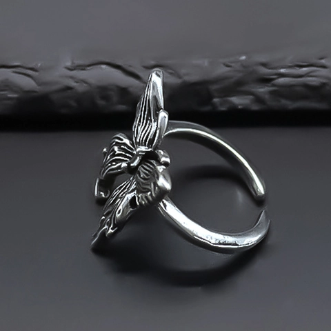 Vintage Gothic Butterfly Open Ring For Women Alloy Retro Punk Adjustable Finger Ring Statement Fashion Jewelry Accessories