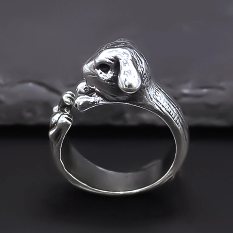 Vintage Silver Color Alloy Rabbit Open Ring For Women Men Cute Adjustable Animal Shape Carved Finger Jewelry Accessory