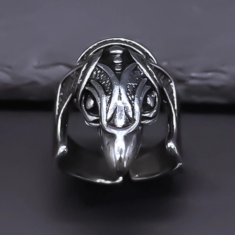 Vintage Legierung Adlerkopf Totem Offener Ring Antik Silber Verstellbar Gothic Punk Streetwear Schmuck Für Herren Damen Fingerring