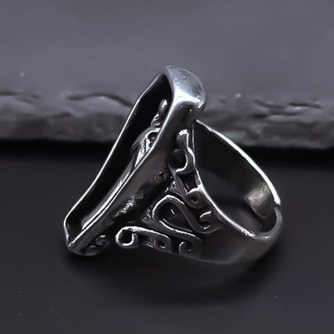 Gothic Punk Doodskist Ring Voor Heren Dames Vintage Schedel Mummie Skelet Reliëf Open Verstelbaar Legering Hiphop Retro Sieraden