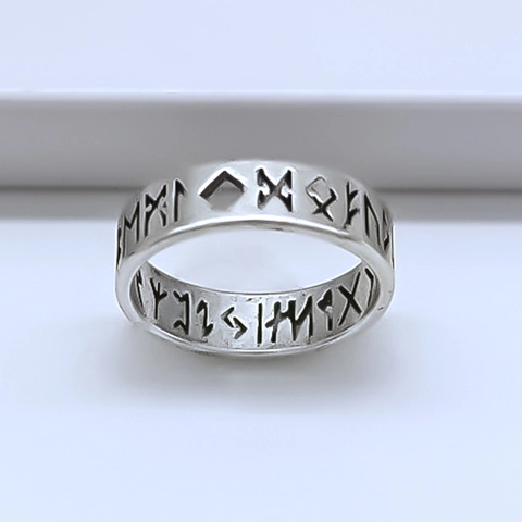 Nordic Viking Rune Ring For Men Women Minimalist Silver Alloy Geometric Finger Ring Vintage Street Fashion Jewelry