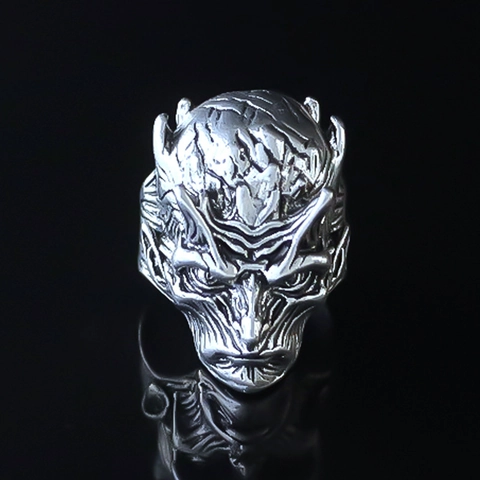 Vintage Gotisch Monster Verstellbar Ring Für Herren Legierung Langhörniges Wesen Geprägt Fingerring Dunkler Stil Schmuck Geschenk