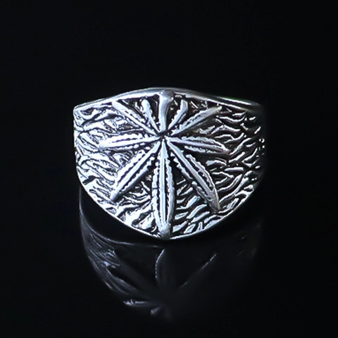 Men's Vintage Alloy Leaf Open Ring Retro Punk Hip Hop Adjustable Finger Ring Silver Color Personalized Streetwear Jewelry