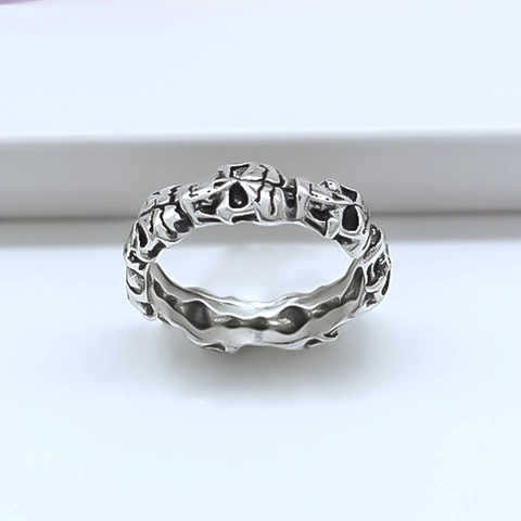 Vintage Punk Gothic Skull Alloy Ring For Men Women Retro Silver Color Statement Ring Fashion Jewelry Accessory Cool Gift