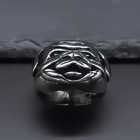 Vintage Bulldog Head Ring Punk Hip Hop Adjustable Alloy Pug Ring For Men Streetwear Individual Fashion Jewelry