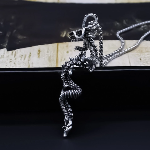 Collana Con Pendente a Forma di Drago in Lega Retrò Gioielli in Stile Nazionale per Uomo e Donna Streetwear