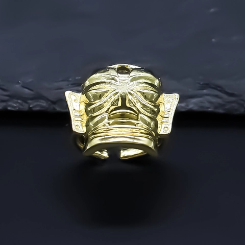 Anello Aperto Maschera Dorata per Uomo Donna Vintage Anello in Lega Regolabile Hip Hop Streetwear Gioielli di Moda Accessorio