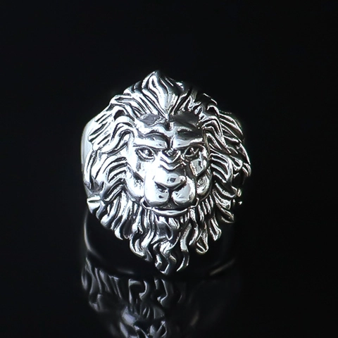 Retro Alloy Lion Head Ring For Men Hip Hop Punk Masculine Animal Carving Ring Silver Color Biker Finger Jewelry Gift