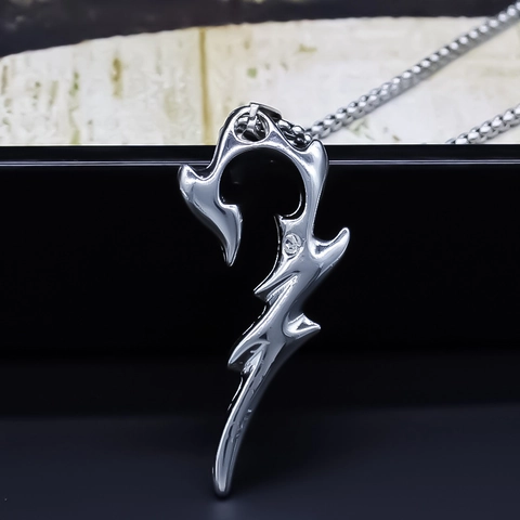 Collana con Pendente in Lega Totem Fiamma Astratta Unisex Catena Argento Y2K Hip Hop Punk Stile Gioielli Moda Regalo