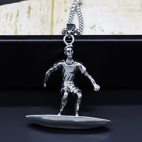 Surfer Hanger Ketting Voor Mannen Vrouwen Zilveren Legering Surfplank Hanger Hip Hop Punk Sportieve Sieraden Truiketting Cadeau