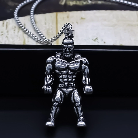 Bodybuilder Spierman Hanger Ketting Legering Verguld Retro Gym Fitness Sportstijl Mode Heren Vrouwen Sieraden