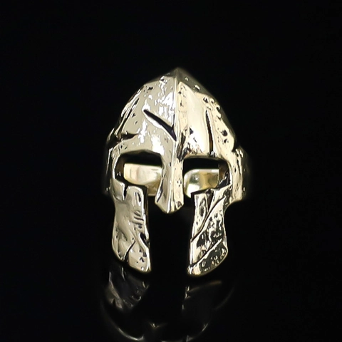 Vintage Spartan Helmet Open Ring Men-s Retro Punk Alloy Warrior Finger Jewelry Gold Silver Electroplated Adjustable Ring
