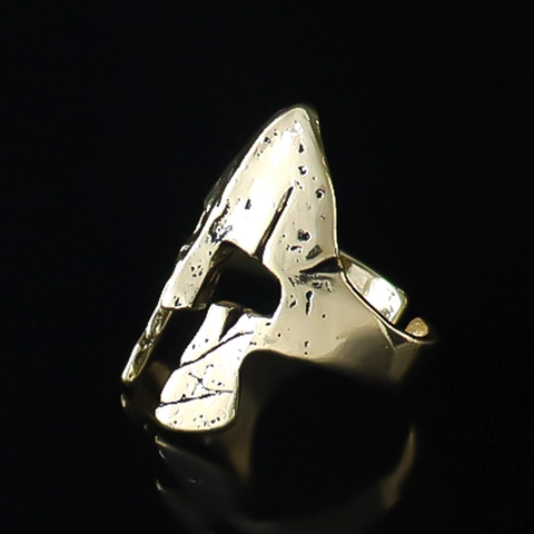 Vintage Spartan Helmet Open Ring Men-s Retro Punk Alloy Warrior Finger Jewelry Gold Silver Electroplated Adjustable Ring