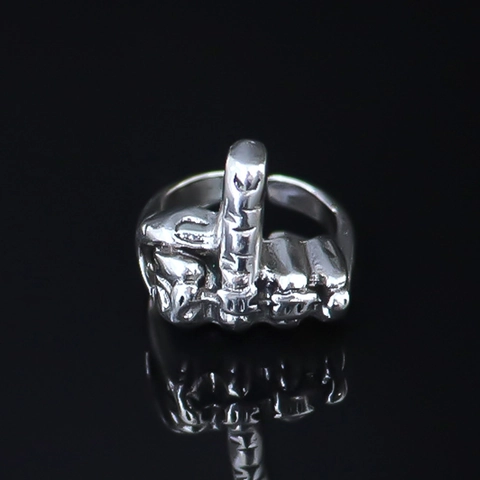 Retro Hip Hop Alloy Middle Finger Hand Gesture Adjustable Open Ring For Men Punk Personalized Trendy Statement Jewelry Gift