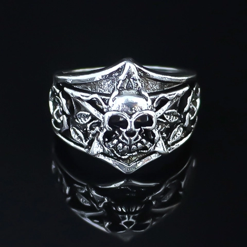 Vintage Punk Totenkopf Geschnitzter Offener Ring Gothic Distressed Legierung Verstellbarer Ring Für Herren Retro Modeschmuck